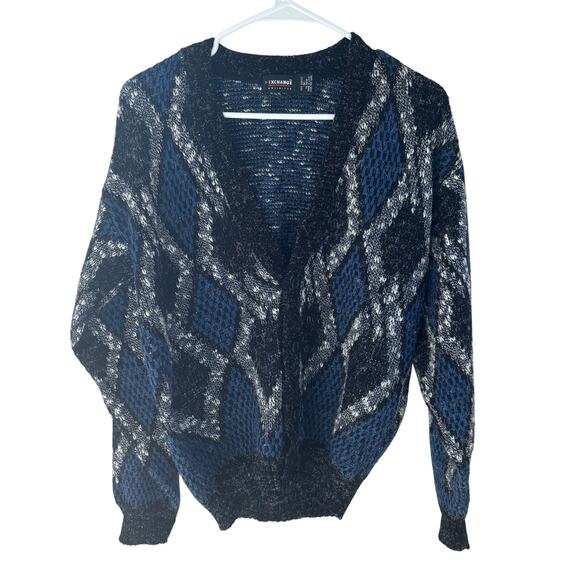 Vintage Exchange Unlimited Cardigan Sweater Eclectic Grandpa Geometric Size M - Picture 1 of 7